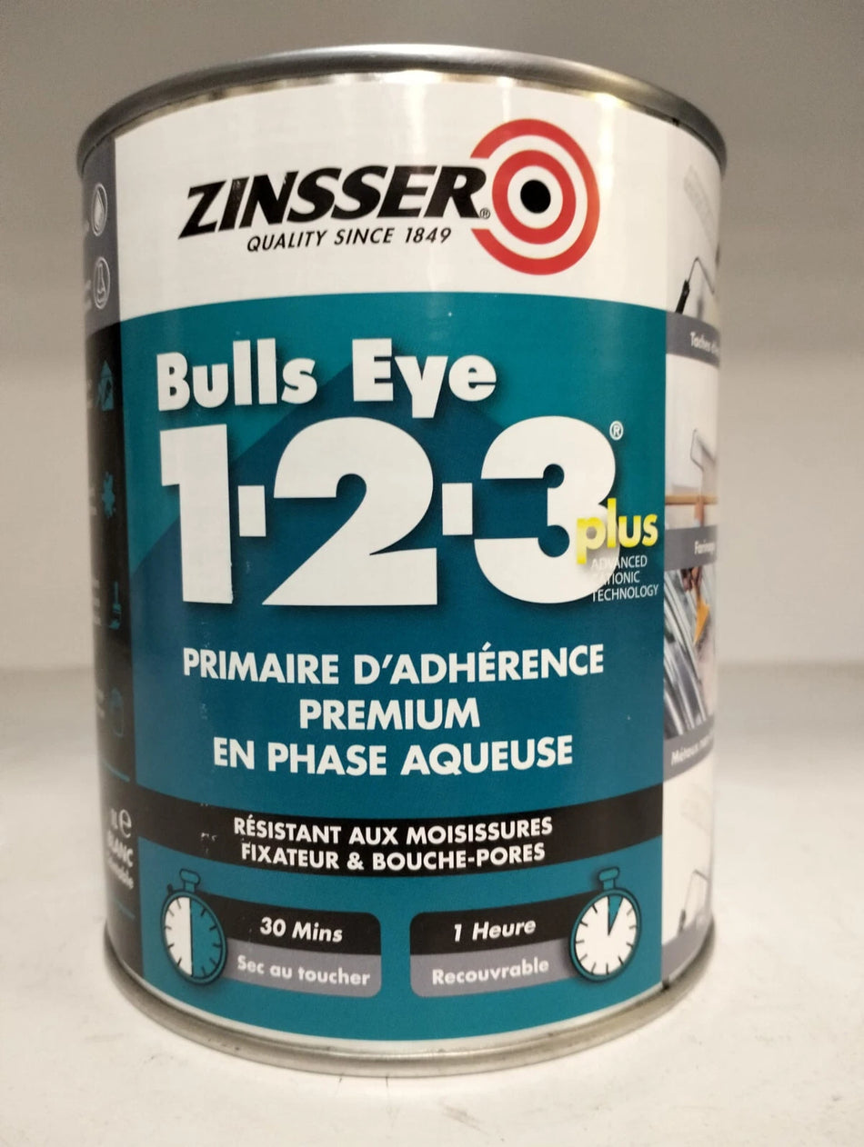 ZINSSER - Primer multiuso acqua antimacchia BULLS EYE 1-2-3 PLUS BIANCO Lt 1