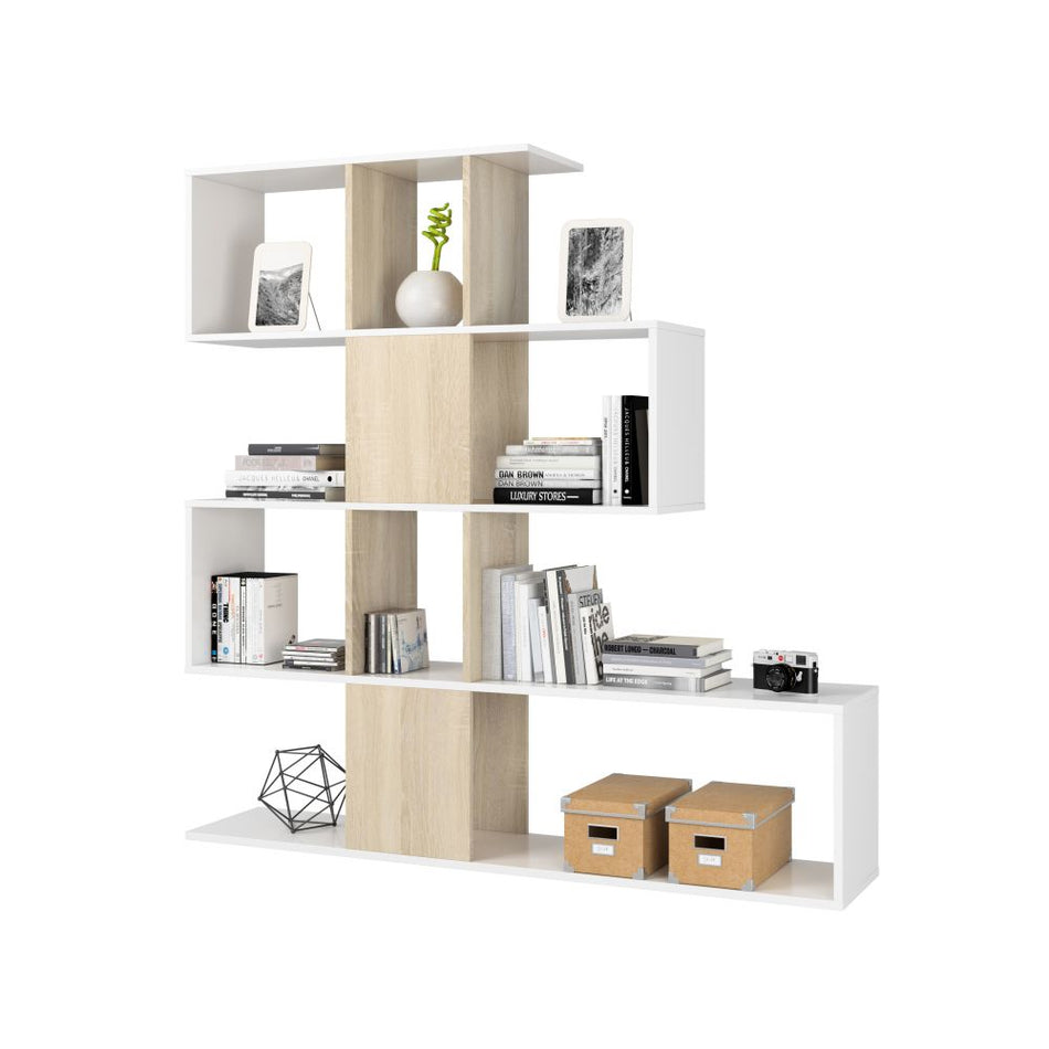 LIBRERIA ZIG-ZAG BIANCO/ROVERE CANADESE 145X29Xh145 cm