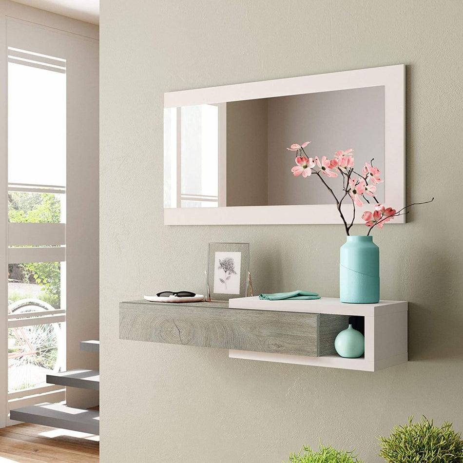 MOBILE INGRESSO NOON BIANCO/ROVERE 95X26Xh19 cm