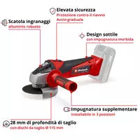 SMERIGLIATRICE ANGOLARE A BATTERIA TC-AG 18/115 Li SOLO - EINHELL