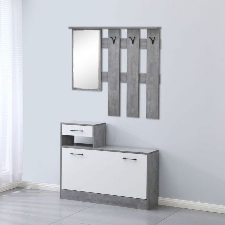 MOBILE INGRESSO RUDOLF BIANCO/CEMENTO 120X26Xh180 cm