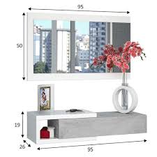 MOBILE INGRESSO NOON BIANCO/CEMENTO 95X26Xh19 cm