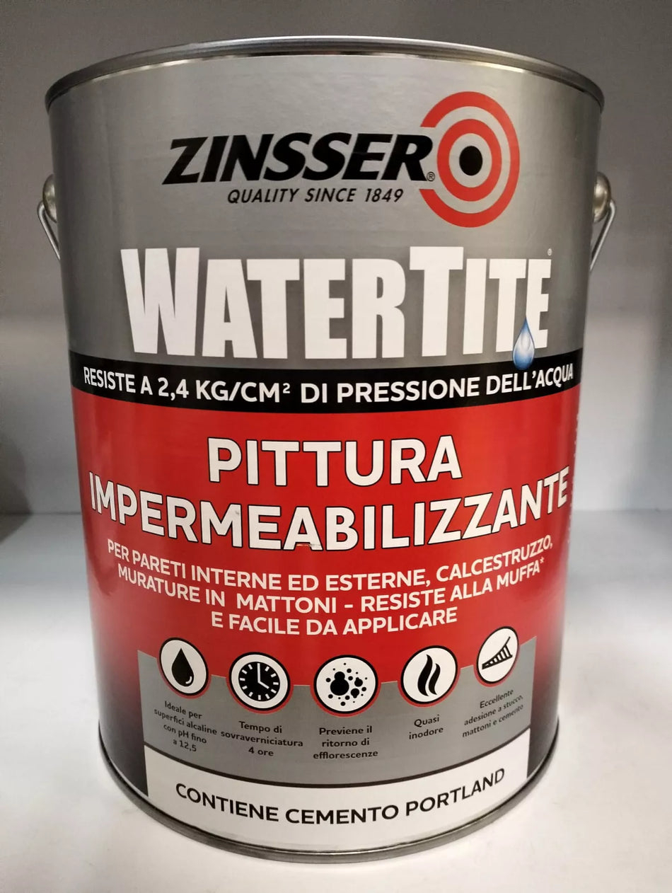 ZINSSER - Pittura impermeabilizzante con cemento portland - WATERTITE Lt 5